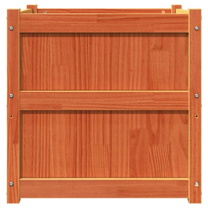 Jardinière cire marron 60x60x60 cm bois de pin massif – Image 3