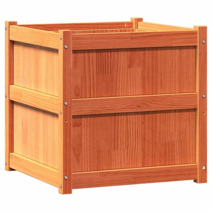 Jardinière cire marron 60x60x60 cm bois de pin massif – Image 5