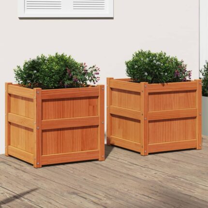 Jardinières 2 pcs cire marron bois de pin massif