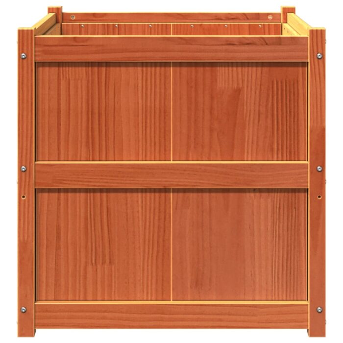 Jardinière cire marron 70x70x70 cm bois de pin massif – Image 3