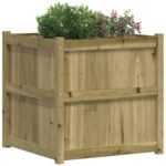 Jardinière d'extérieur 70x70x70 cm bois de pin imprégné – Image 2