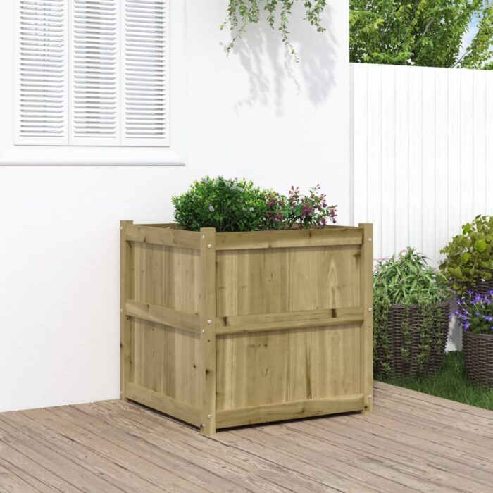 Jardinière d'extérieur 70x70x70 cm bois de pin imprégné – Image 1