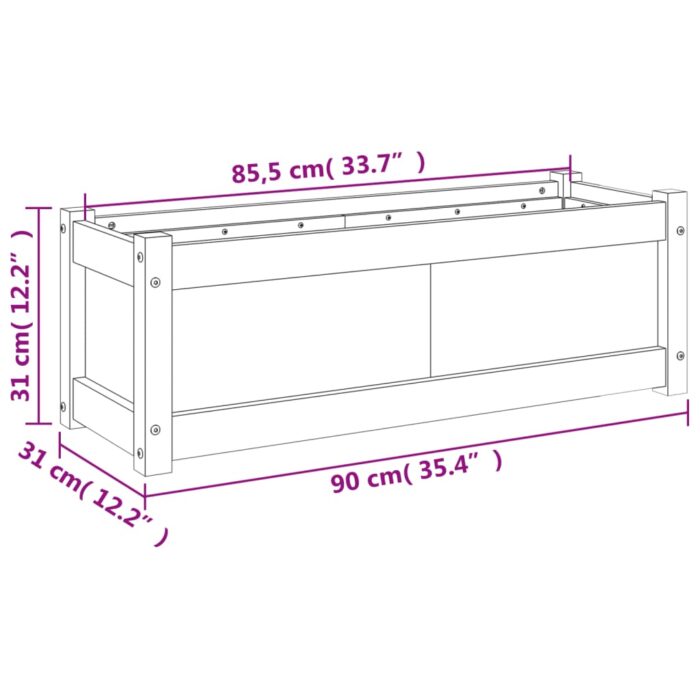 Jardinière d'extérieur 90x31x31 cm bois de pin massif – Image 9