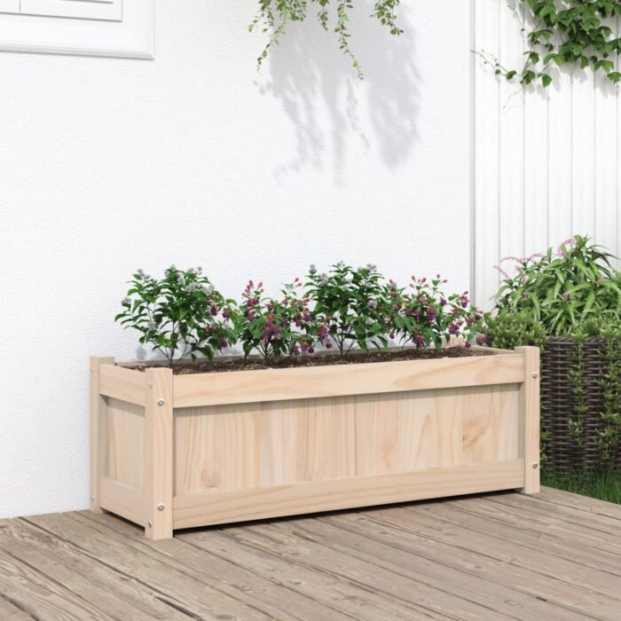 Jardinière d'extérieur 90x31x31 cm bois de pin massif – Image 1