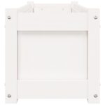 Jardinière blanc 90x31x31 cm bois massif de pin – Image 4