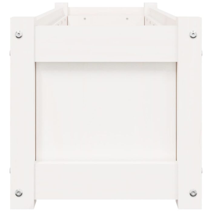 Jardinière blanc 90x31x31 cm bois massif de pin – Image 4