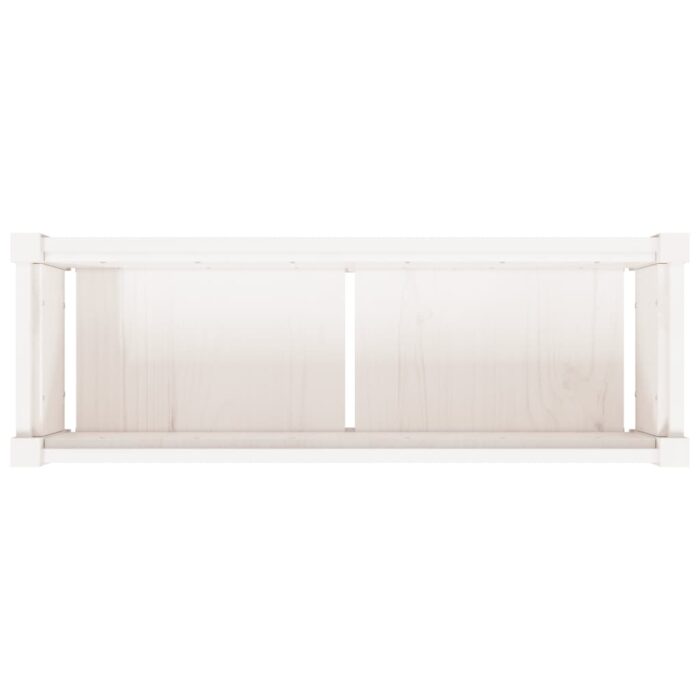 Jardinière blanc 90x31x31 cm bois massif de pin – Image 6