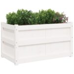 Jardinière blanc 90x50x50 cm bois de pin massif – Image 2