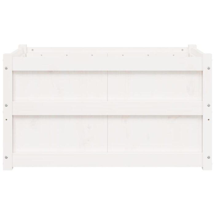 Jardinière blanc 90x50x50 cm bois de pin massif – Image 3