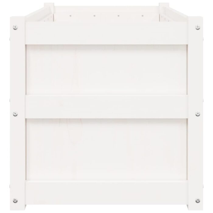 Jardinière blanc 90x50x50 cm bois de pin massif – Image 4