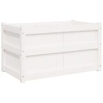 Jardinière blanc 90x50x50 cm bois de pin massif – Image 5
