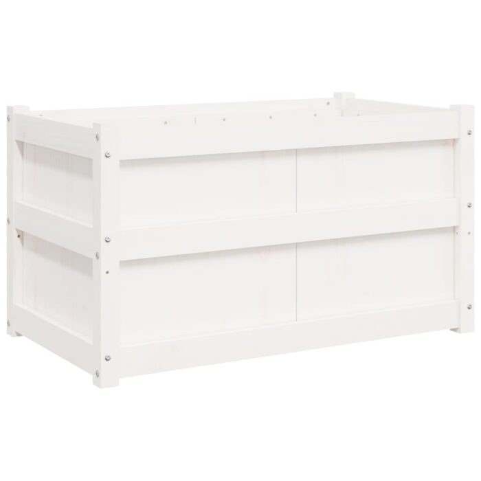 Jardinière blanc 90x50x50 cm bois de pin massif – Image 5