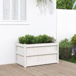 Jardinière blanc 90x50x50 cm bois de pin massif