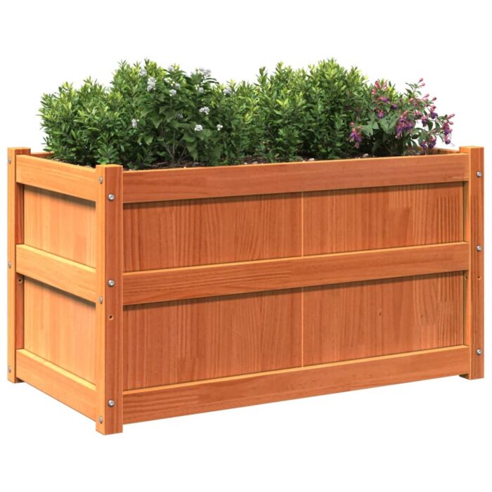 Jardinières 2 pcs cire marron bois de pin massif – Image 2