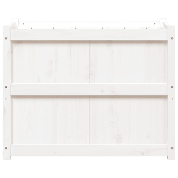 Jardinière blanc 90x50x70 cm bois de pin massif – Image 3