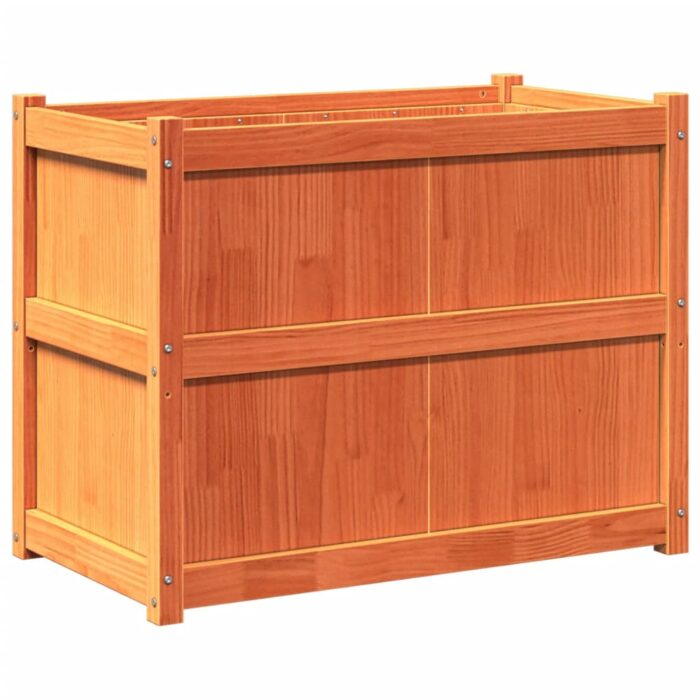 Jardinière cire marron 90x50x70 cm bois de pin massif – Image 5
