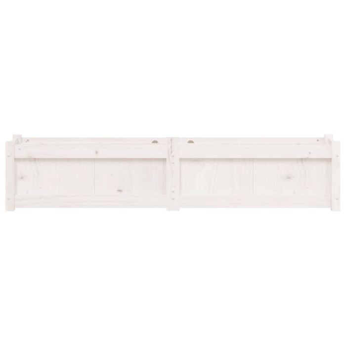 Jardinière blanc 150x31x31 cm bois massif de pin – Image 3