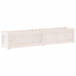 Jardinière blanc 150x31x31 cm bois massif de pin – Image 5