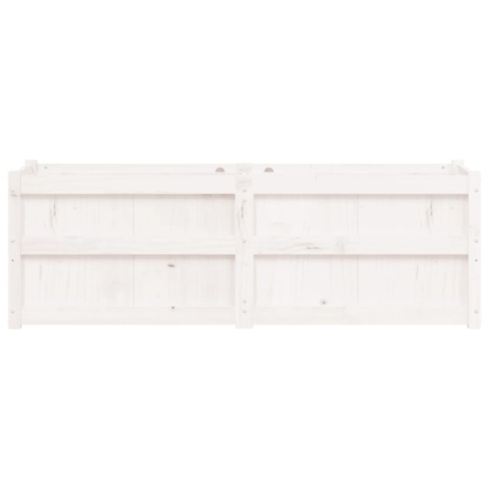 Jardinière blanc 150x50x50 cm bois massif de pin – Image 3