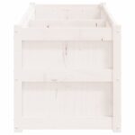 Jardinière blanc 150x50x50 cm bois massif de pin – Image 4