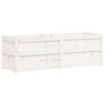 Jardinière blanc 150x50x50 cm bois massif de pin – Image 5
