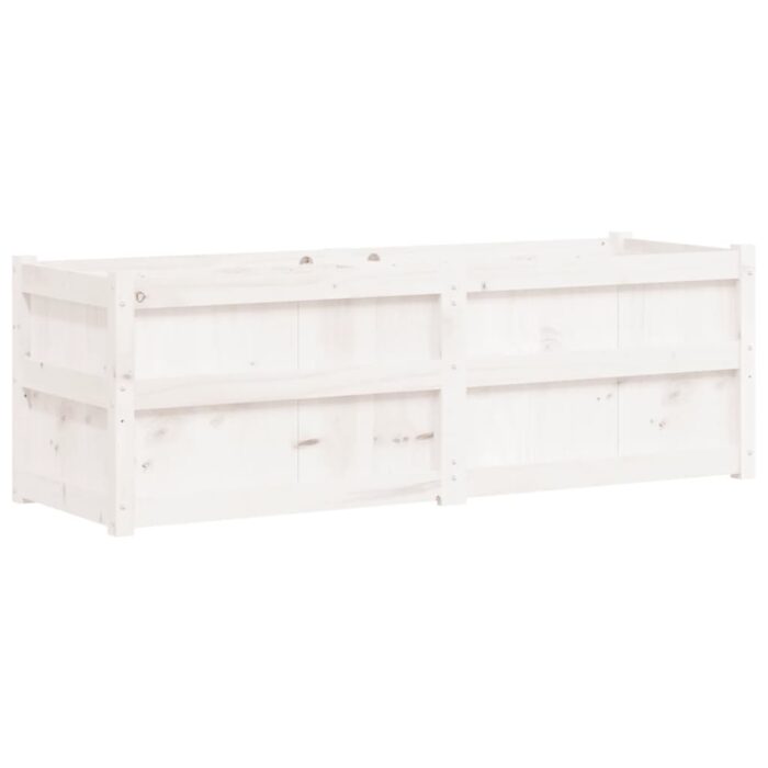 Jardinière blanc 150x50x50 cm bois massif de pin – Image 5