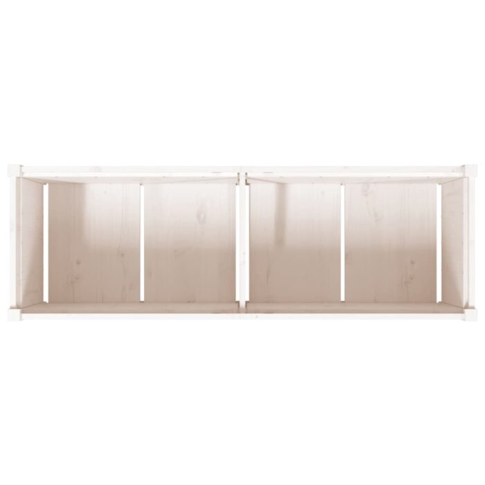 Jardinière blanc 150x50x50 cm bois massif de pin – Image 6