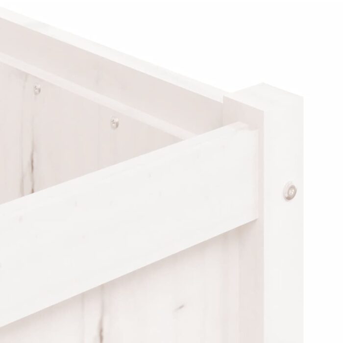 Jardinière blanc 150x50x50 cm bois massif de pin – Image 7