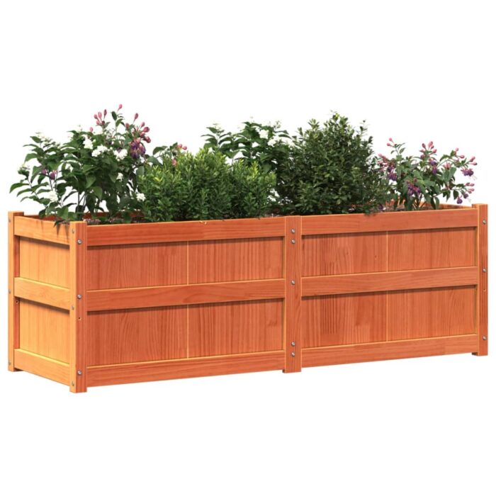 Jardinière cire marron 150x50x50 cm bois de pin massif – Image 2