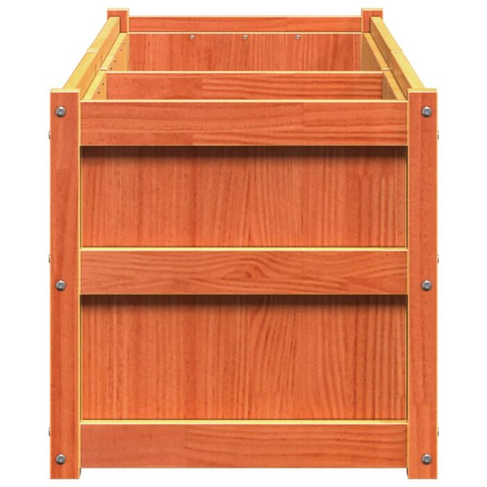 Jardinière cire marron 150x50x50 cm bois de pin massif – Image 4