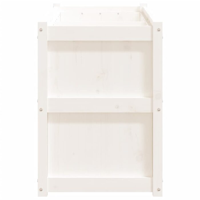 Jardinière blanc 150x50x70 cm bois de pin massif – Image 4