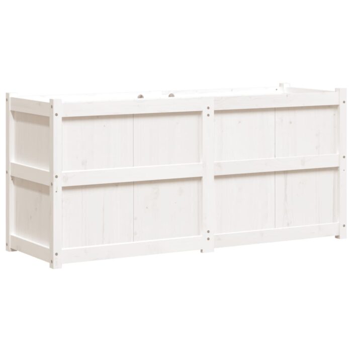 Jardinière blanc 150x50x70 cm bois de pin massif – Image 5