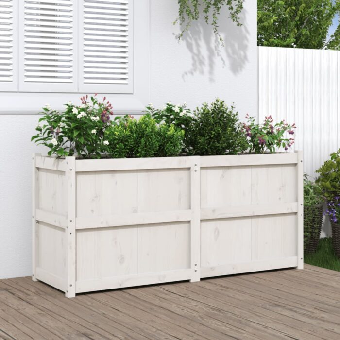 VXL8721012076341_m_en_hd_1.jpg Jardinière blanc 150x50x70 cm bois de pin massif – Image 1