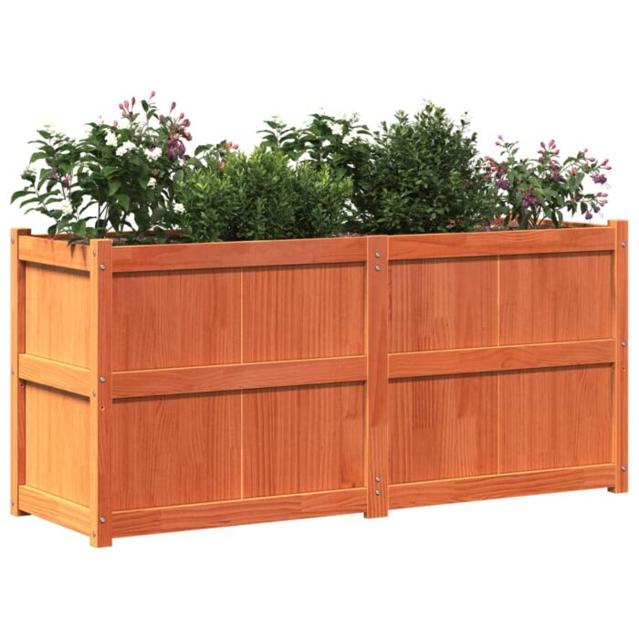 Jardinière cire marron 150x50x70 cm bois de pin massif – Image 2