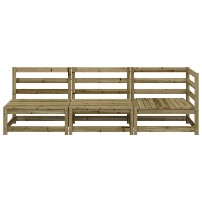 Canapé de jardin 3 places bois de pin imprégné – Image 2
