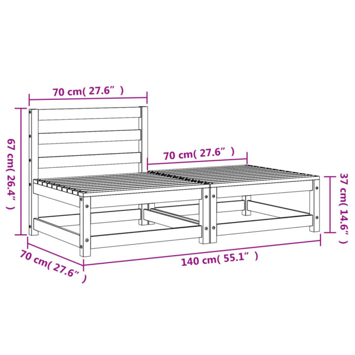 Canapé de jardin sans accoudoirs repose-pieds bois pin imprégné – Image 8