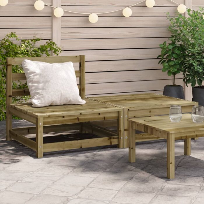 Canapé de jardin sans accoudoirs repose-pieds bois pin imprégné – Image 1