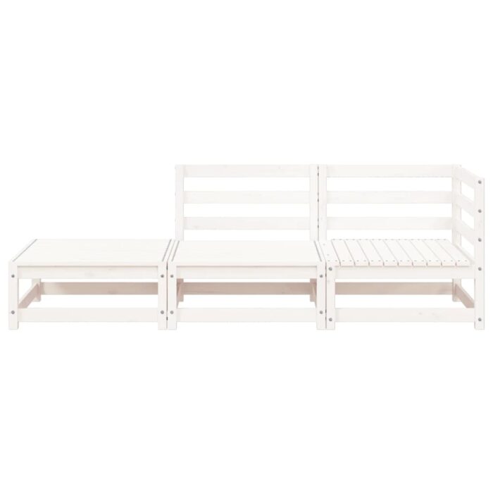 Canapé de jardin repose-pieds 2 places blanc bois massif de pin – Image 2