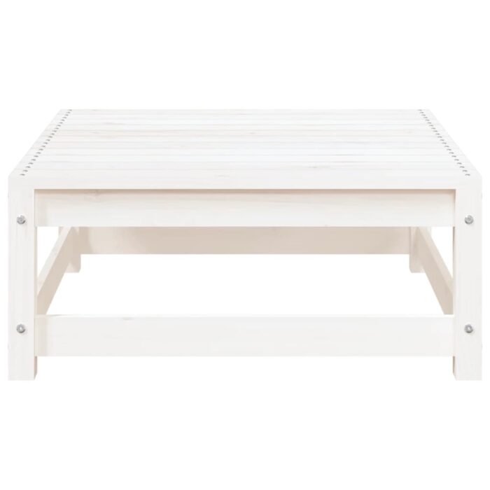 Canapé de jardin repose-pieds 2 places blanc bois massif de pin – Image 8