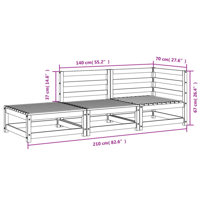 Canapé de jardin et repose-pieds 2 places bois de pin imprégné – Image 10