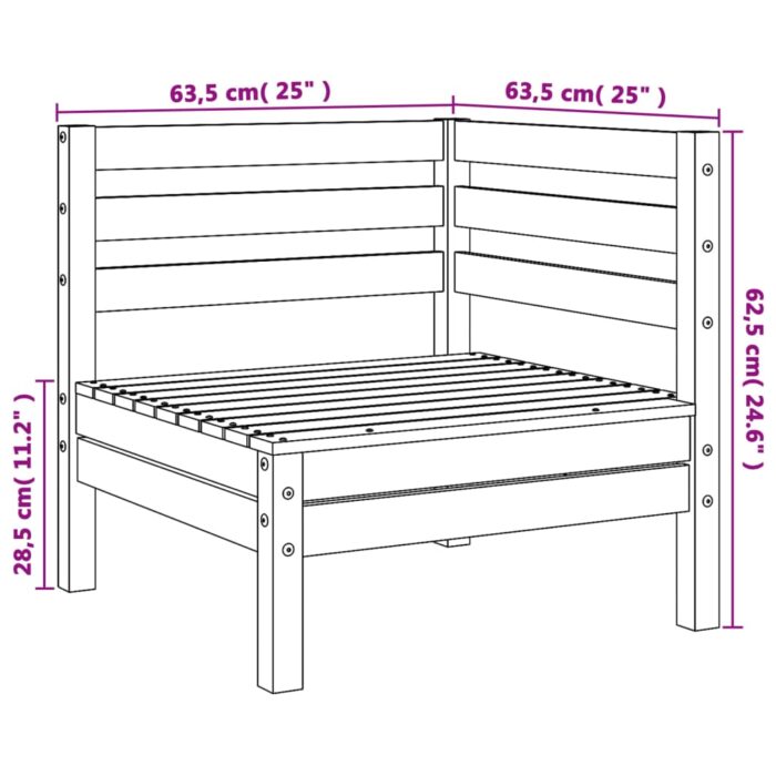 Canapé d'angle de jardin bois de pin massif – Image 6