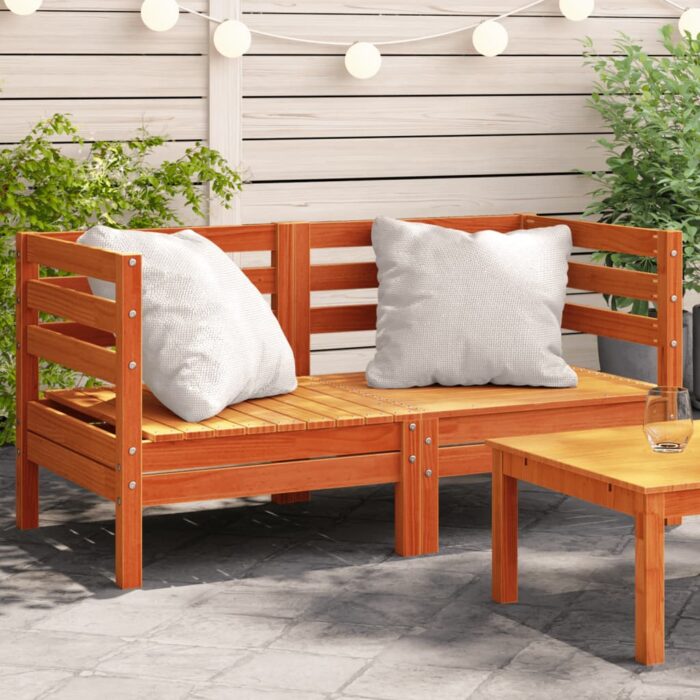 Canapés d'angle de jardin 2 pcs cire marron bois de pin massif – Image 1