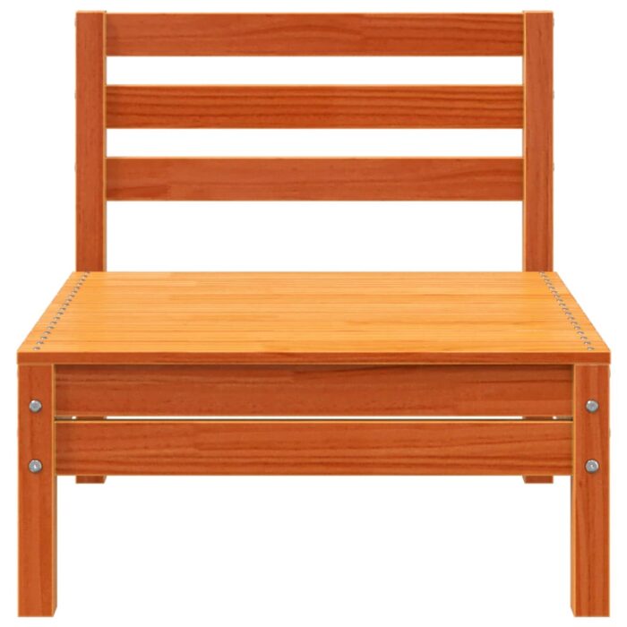 Canapé de jardin sans accoudoirs cire marron bois de pin massif – Image 2