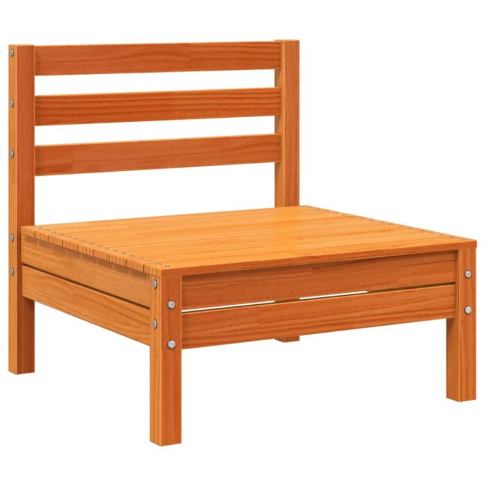 Canapés de jardin sans accoudoirs 2 pcs cire marron bois massif – Image 2