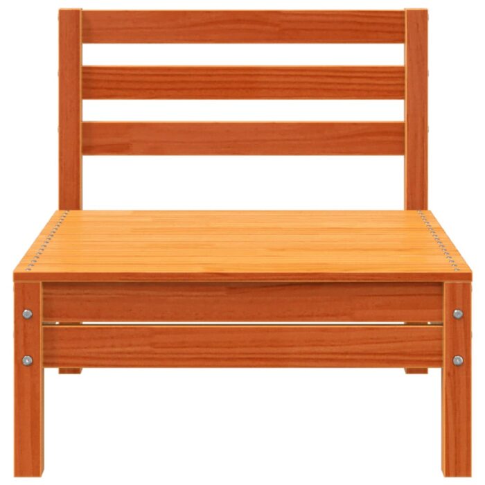 Canapés de jardin sans accoudoirs 2 pcs cire marron bois massif – Image 3