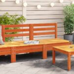 Canapés de jardin sans accoudoirs 2 pcs cire marron bois massif