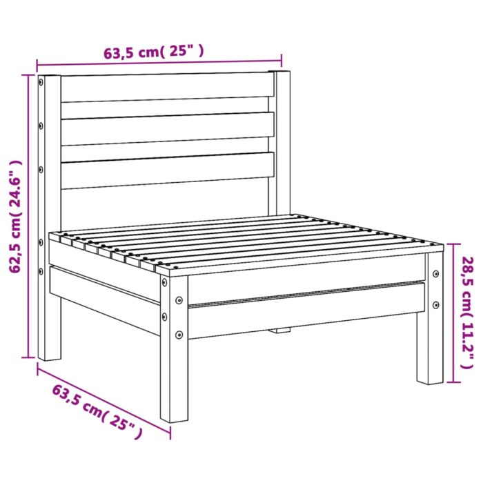 Canapés de jardin sans accoudoirs 4 pcs bois pin imprégné – Image 7