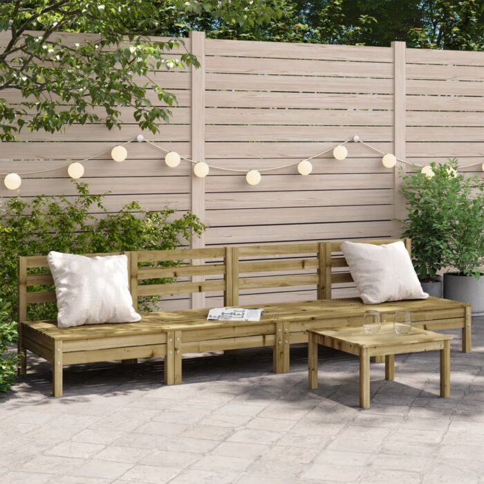 Canapés de jardin sans accoudoirs 4 pcs bois pin imprégné – Image 1