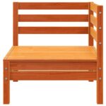 Canapé de jardin 2 places repose-pied cire marron bois massif – Image 4