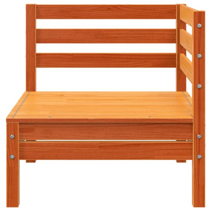 Canapé de jardin 2 places repose-pied cire marron bois massif – Image 4